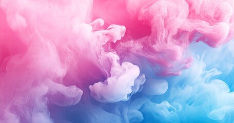 Fototapeta premium Colorful ink in water, pink and blue color background, abstract smoke pattern.