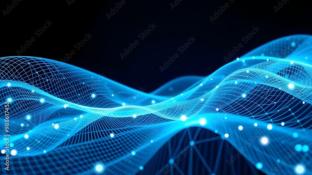 Poster a stunning visual of light waves creating a rhythmic design.