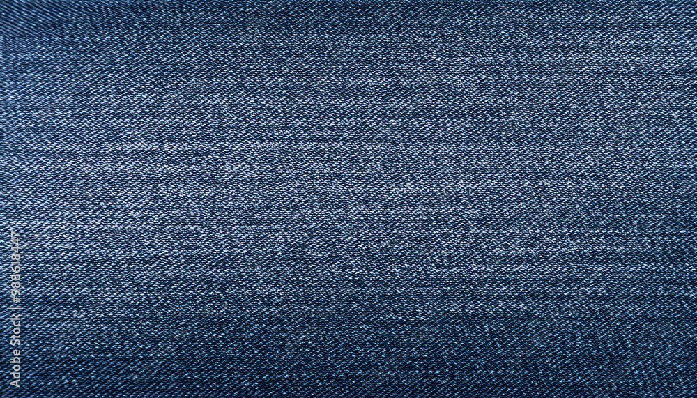 Poster Close-Up Texture of Woven Blue Denim Fabric with a Slight Fade, Highlighting Fine Thread Details and Subtle Variations in Color Across the Surface