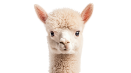 A baby llama with its head turned to the side