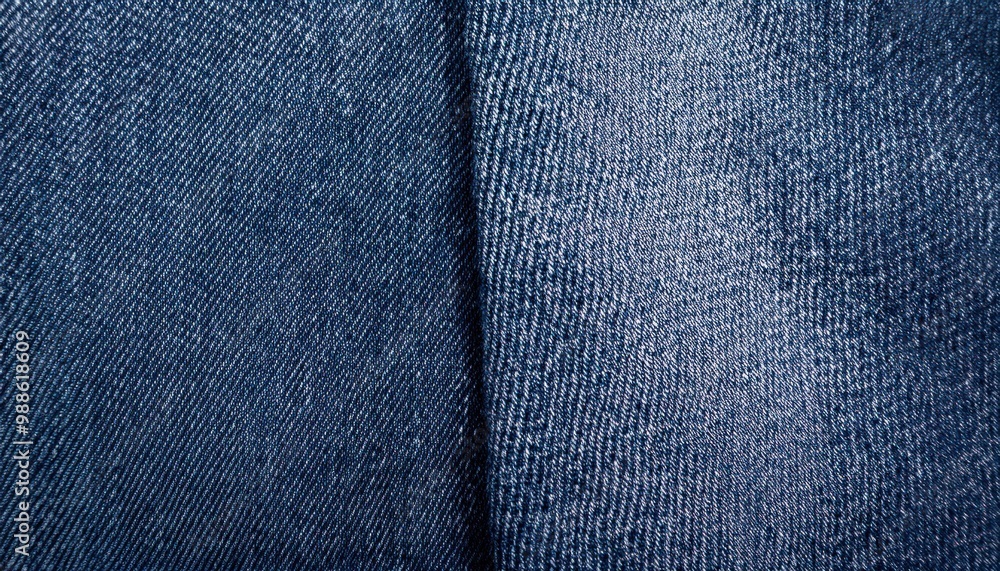 Aufkleber close-up texture of woven blue denim fabric with a slight fade, highlighting fine thread details and