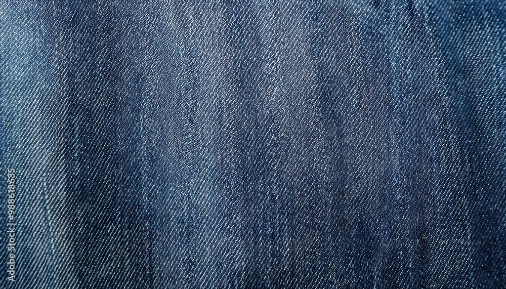 Poster close-up texture of woven blue denim fabric with a slight fade, highlighting fine thread details and