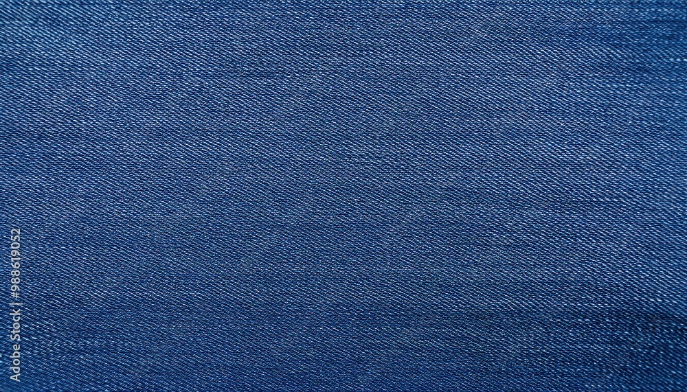 Poster Close-Up Texture of Woven Blue Denim Fabric with a Slight Fade, Highlighting Fine Thread Details and Subtle Variations in Color Across the Surface