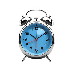 blue alarm clock isolated on transparent background