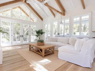Fototapeta premium Modern design interior farmhouse open living room 