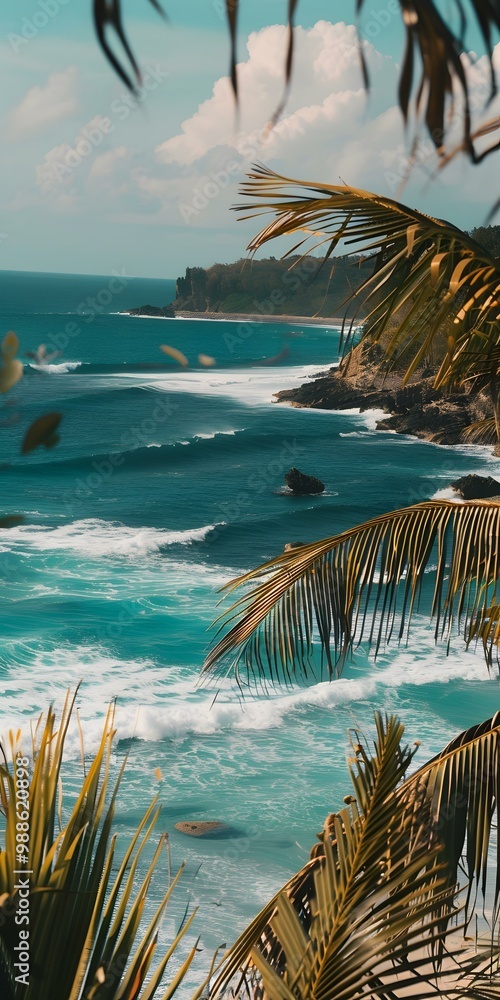 Poster Tropical Beach Ocean Landscape View