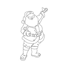 dessin en ligne continue du père noël, line art, vecteur