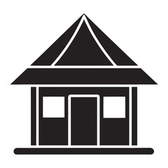 Business Building Hut line art Icon silhouettes vector illustration.