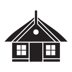 Business Building Hut line art Icon silhouettes vector illustration.