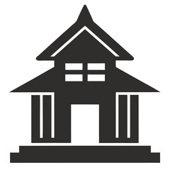 Business Building Hut line art Icon silhouettes vector illustration.