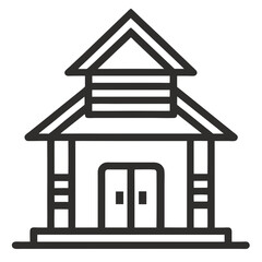 Business Building Hut line art Icon silhouettes vector illustration.