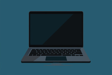 A black laptop mockup displays a minimalist design against a dark background, emphasizing its sleek features, Black Air Laptop Mockup, Dark Version, Front View