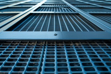 Repeating pattern of metal grates is creating an abstract industrial background