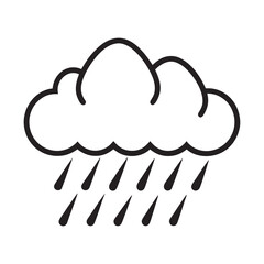 Cloud and Rain line art Icon silhouettes vector illustration