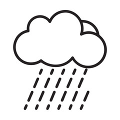 Cloud and Rain line art Icon silhouettes vector illustration