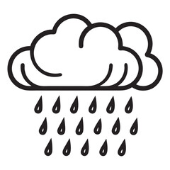 Cloud and Rain line art Icon silhouettes vector illustration