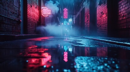 Fototapeta premium Neon Alley: A Cyberpunk Dreamscape