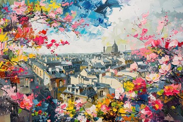 Naklejka premium Old city - watercolor illustration of houses on white background. Seamless pattern.