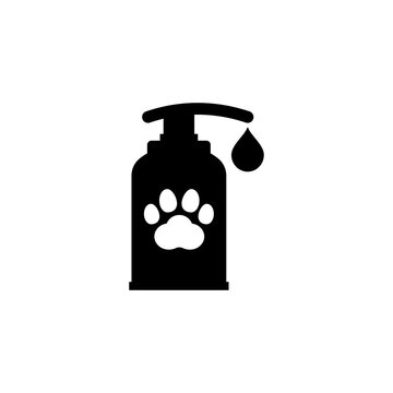 recommend clip art: Liquid soap or shampoo icon for pets. Plastic bottle with paw print and drop.