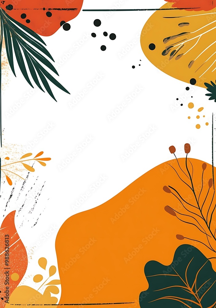 Wall mural Abstract Orange and Green Floral Background Illustration