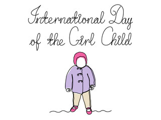 International Day of the Girl Child. abstract girl. continuous one line art hand drawing sketch, logo