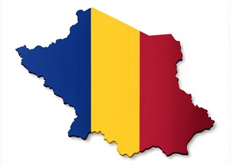 Obraz premium In a gradient of blue, yellow, and red, a faint blueprint of Chad emerges, its contours etched like