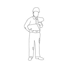Dessin en ligne continue d'un manager portant un dossier, line art, vecteur