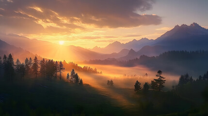 Fototapeta premium sunrise in the mountains