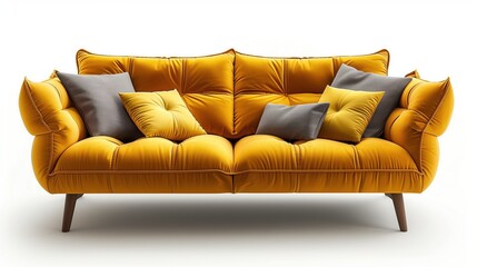 Obraz premium Modern Furniture. New Designer Sofa. Modern Sofa Isolated On White Background. Upholstered Furniture. Interior Design Element. Furniture Collection. Textile Sofa Bed