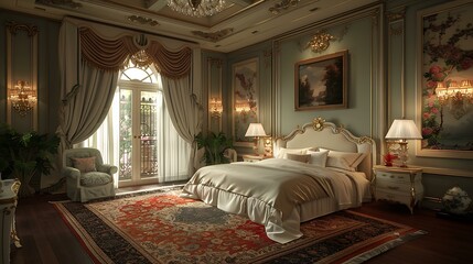 Obraz premium European-style luxury bedroom