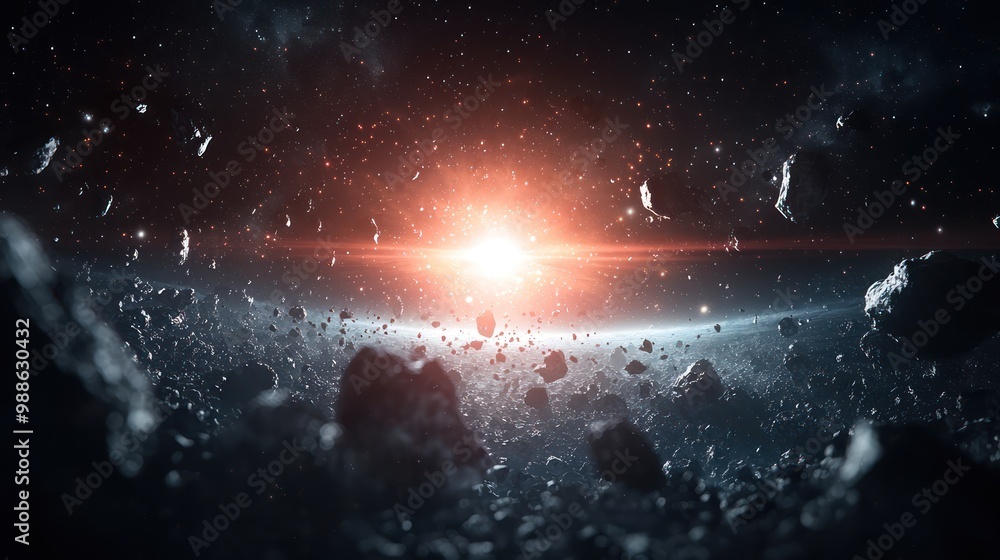 Poster otherworldly encounter: surreal alien lifeforms in high-resolution 32k from remote asteroid belt, ge