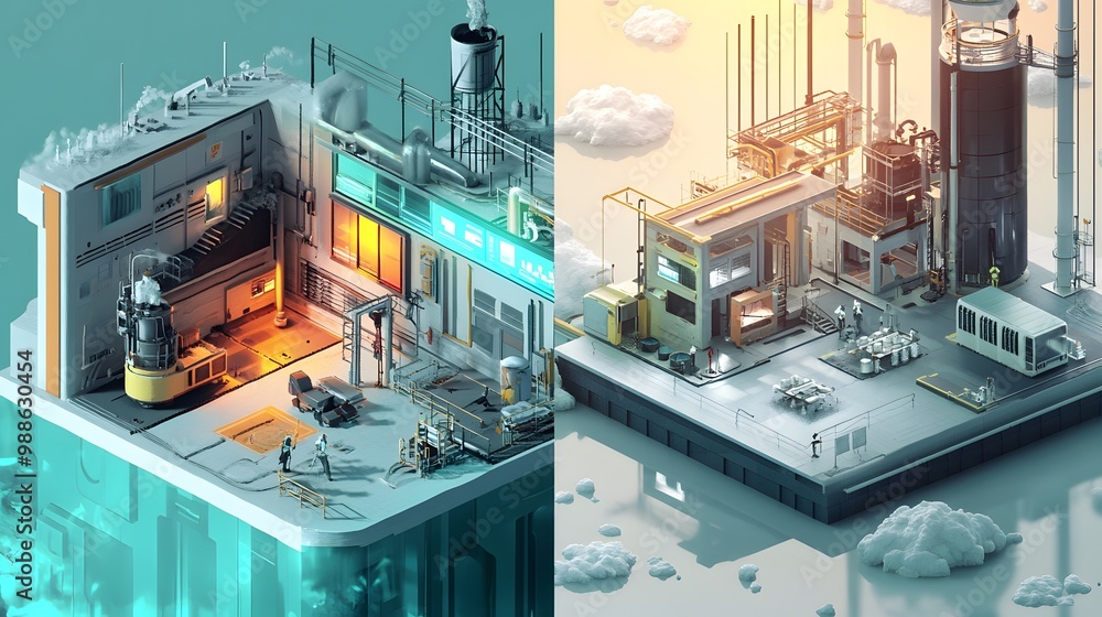Poster isometric drawing vs. true 3d: a side-by-side comparison of an isometric drawing and a true 3d model
