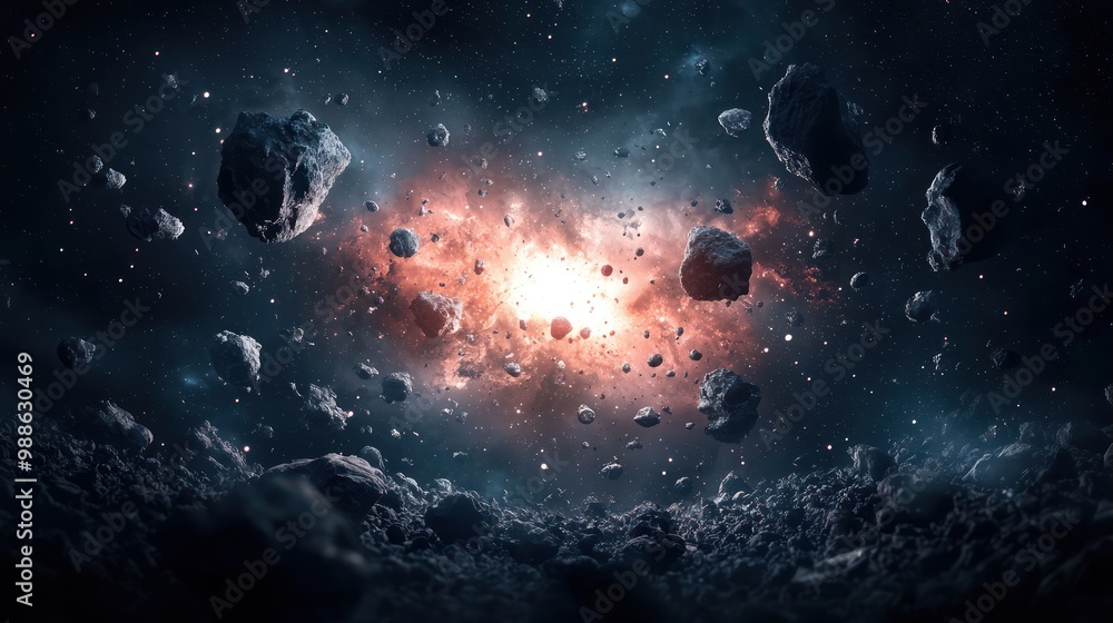 Poster otherworldly encounter at the edge of the universe - surreal alien lifeforms emerging from darkness 