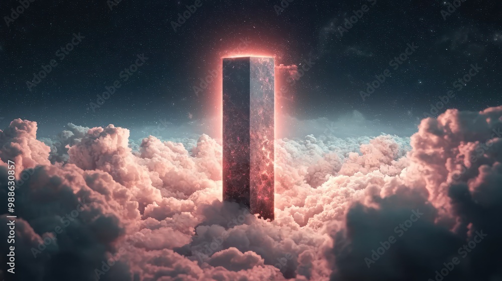 Poster mystery of the alien monolith: enigmatic structure emitting signals in deep space - 32k resolution.,