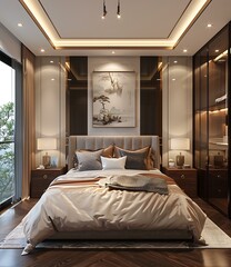 Modern minimalist style bedroom renderings