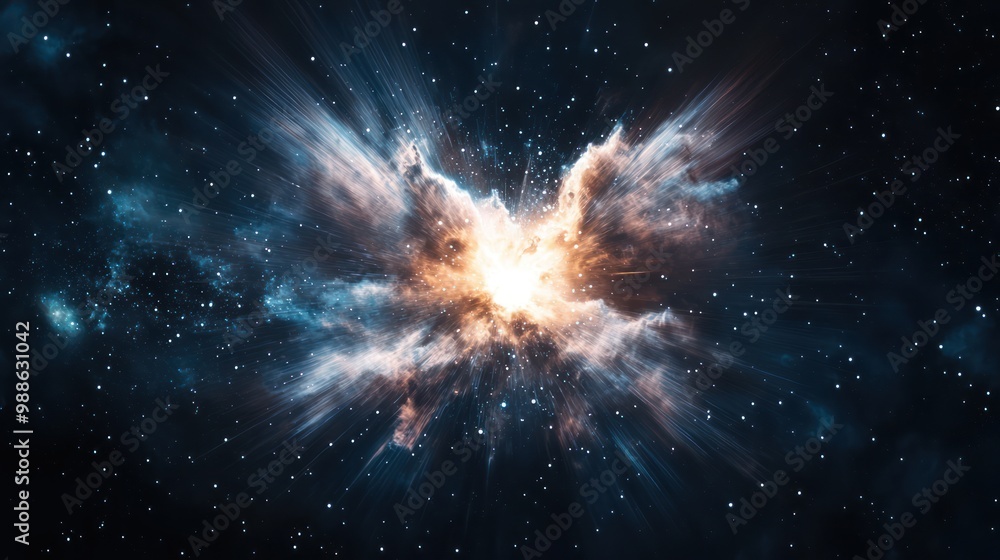 Poster cosmic rays illuminating nebula: mysterious light trails in 32k resolution, generative ai