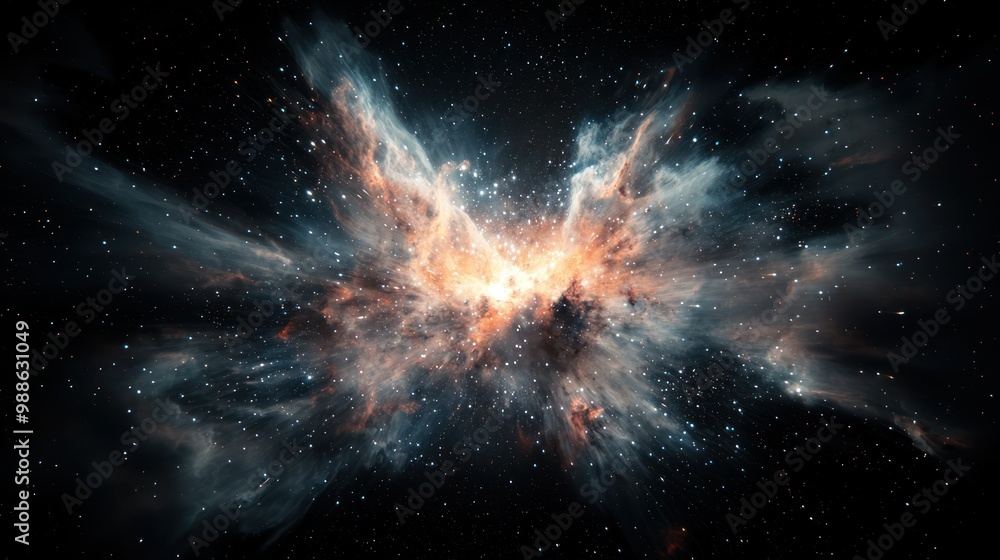Aufkleber intergalactic spectacle: vibrant cosmic rays exploding from a nebula in stunning 32k resolution, gen