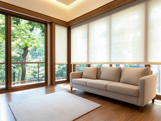 Fototapeta premium Modern living room with big window 