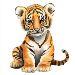 Tiger watercolor clipart illustration isolated