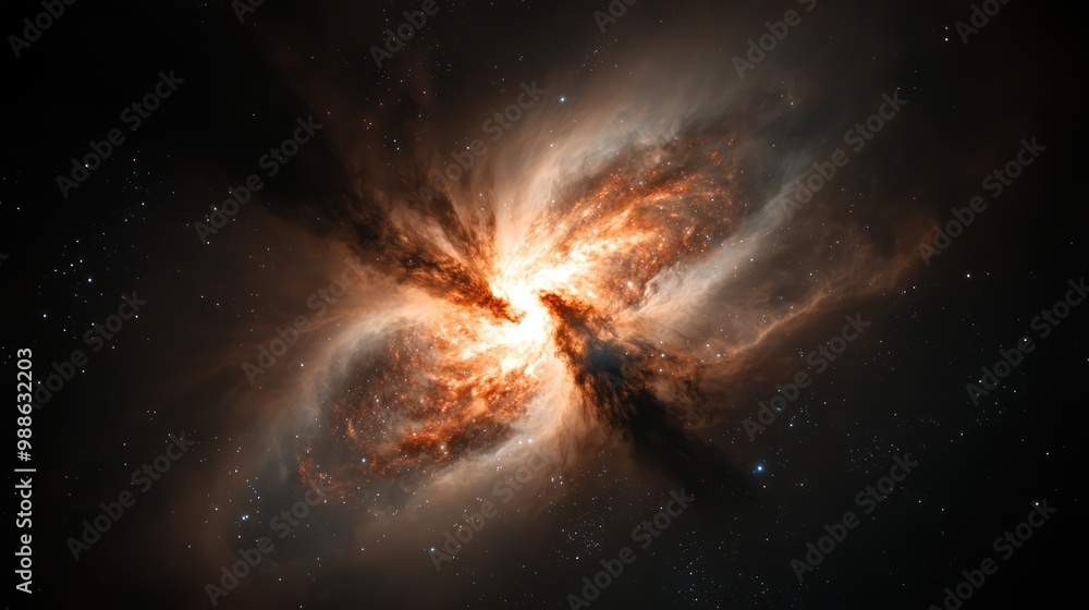 Poster cosmic cataclysm - high resolution 32k image of distant galaxy being pulled into a black hole's grav