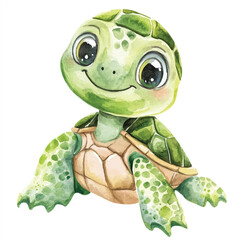 Turtle watercolor clipart illustration isolated