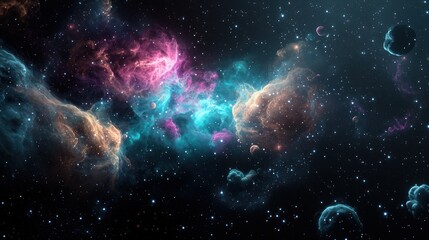 Obraz premium Cosmic Enigma Revealed: Intriguing Hidden Space Between Galaxies Unveiled in 32K Resolution, Generative Ai