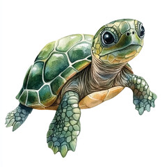 Turtle watercolor clipart illustration isolated
