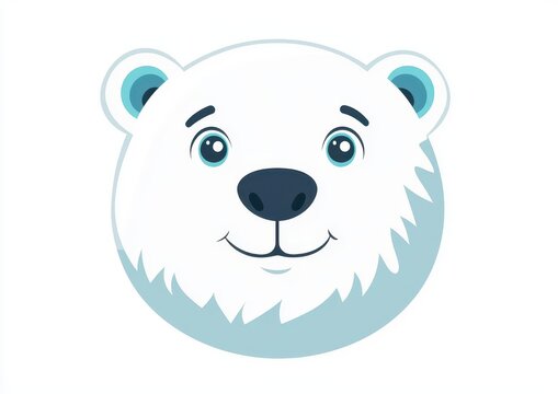 recommend clip art: Cute Minimalistic Polar Bear Cartoon Face in Soft Blue Tones