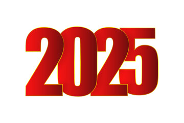 Vector illustration of Happy New Year 2025 text on transparent background