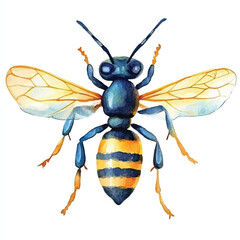 Wasp watercolor clipart illustration isolated