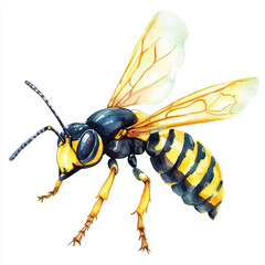 Wasp watercolor clipart illustration isolated