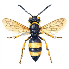 Wasp watercolor clipart illustration isolated