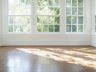 Fototapeta premium Old white room with windows 