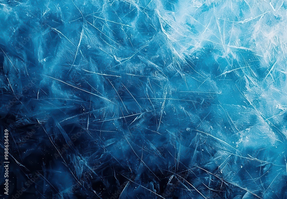 Poster abstract ice texture with blue and white color scheme